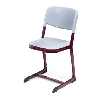 Gri Bordo PP Sandalye Metal Kızak Ayaklı