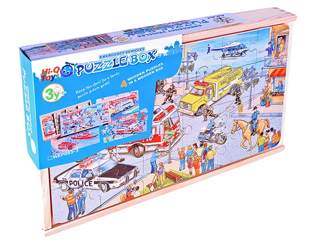Taşıtlar Temalı Puzzle Seti 4x24 Parça Ahşap Kutulu