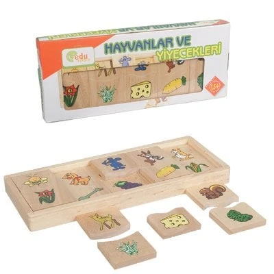 Ahşap Hayvanlar ve Yiyecekleri Eşleştirme