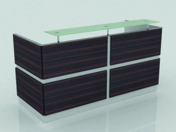 Cam Tezgâhlı Koyu Ahşap Banko 180x65x110 cm