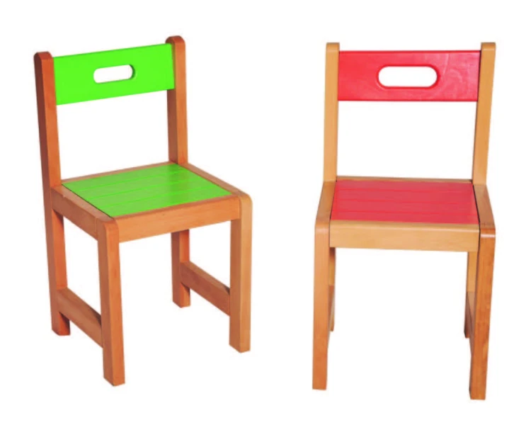 Renkli Sırtlıklı Ahşap Sandalye Oturum 30x27 cm