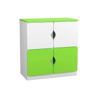 Anaokulu 4 Kapaklı Yeşil Beyaz Öğrenci Dolabı