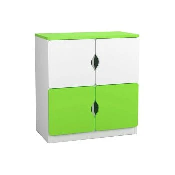 Anaokulu 4 Kapaklı Yeşil Beyaz Öğrenci Dolabı