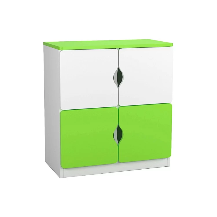 Anaokulu 4 Kapaklı Yeşil Beyaz Öğrenci Dolabı