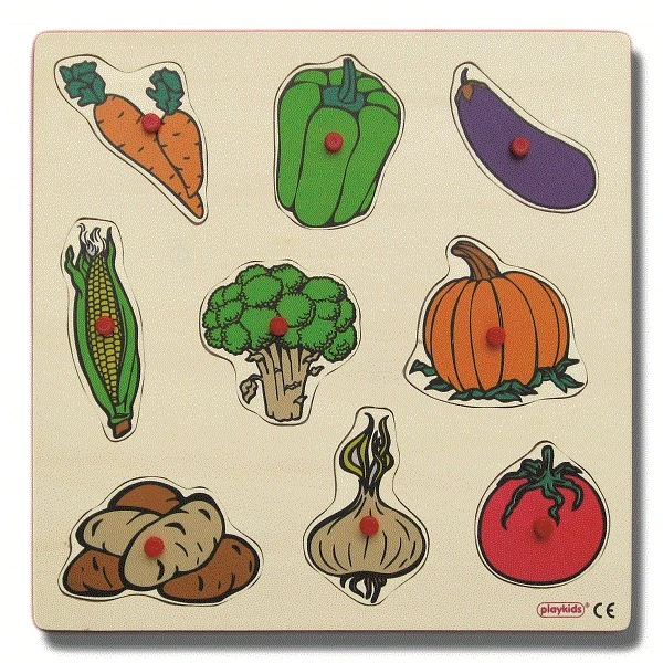 9 Parça Ahşap Sebze Yapbozu 30x30 cm