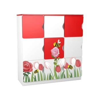 Anaokulu 9 Kapaklı Uv Baskılı Lale ve Gül Temalı Öğrenci Dolabı