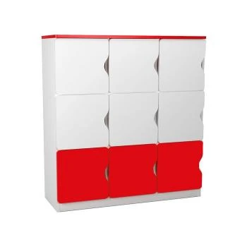Anaokulu 9 Kapaklı Kırmızı Beyaz Öğrenci Dolabı