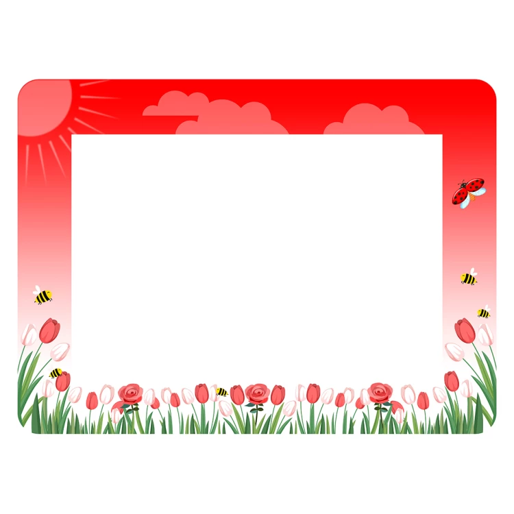 Anaokulu Lale ve Gül Desenli Yazı Tahtası