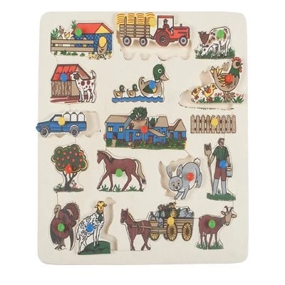 Kulplu Ahşap Çiftlik Puzzle 18 Parça
