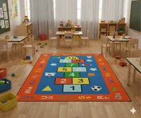 Sek Sek Kırmızı Desenli Anaokulu Sınıf  Halısı  100x150 cm