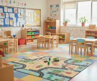 Renkli Yollar Desenli Anaokulu Sınıf  Halısı 200*290 cm