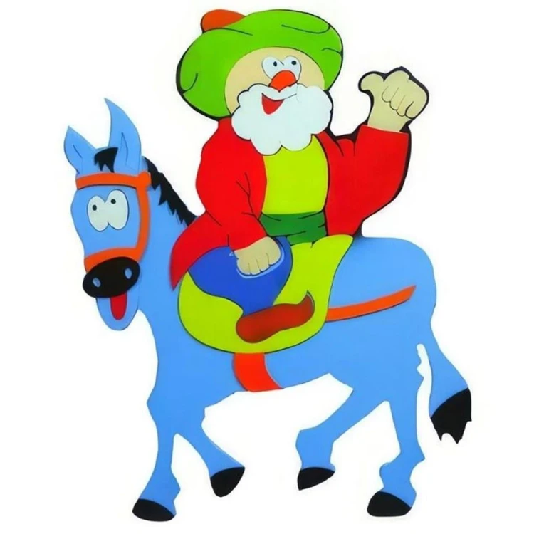 Ahşap Eşeğine Binen Nasreddin Hoca Duvar Figürü 100 cm