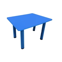 Ahşap 60x60 Mavi Kare Masa Metal Ayaklı