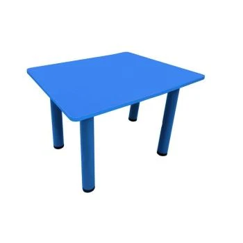 Ahşap 60x60 Mavi Kare Masa Metal Ayaklı