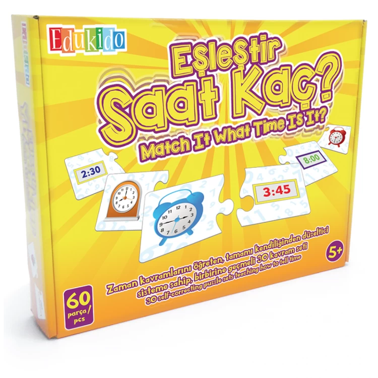 Edukido Eğitici Oyuncak Eşleştir Mukavva Puzzle Saat Kaç