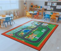 Şehir Desenli Anaokulu Sınıf  Halısı 200*290 cm