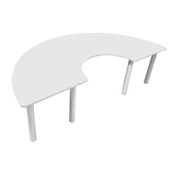 Ahşap Beyaz C Masa Metal Ayaklı