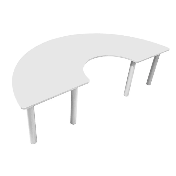 Ahşap Beyaz C Masa Metal Ayaklı