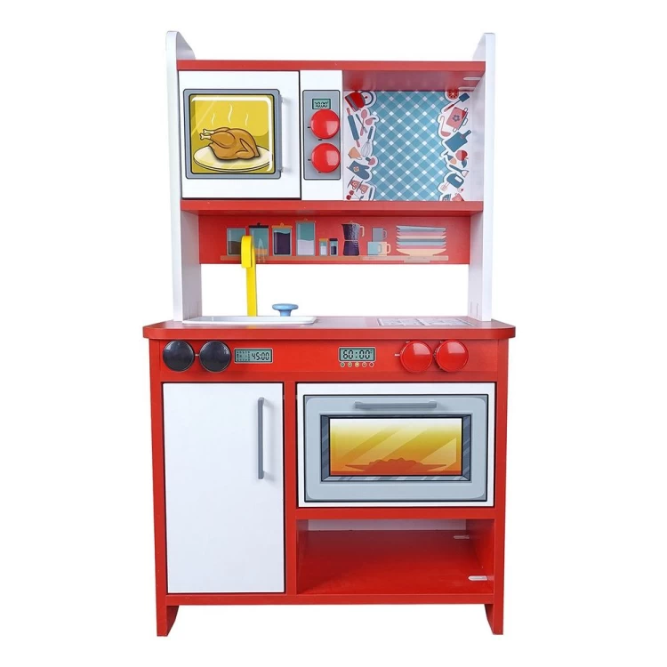 Anaokulu Ahşap Kırmızı Mutfak
