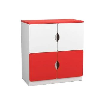 Anaokulu 4 Kapaklı Kırmızı Beyaz Öğrenci Dolabı