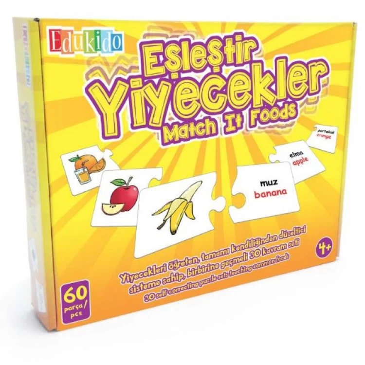 Edukido Eğitici Oyuncak Eşleştir Mukavva Puzzle Yiyecekler
