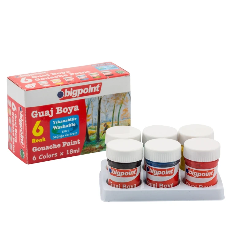 Guaj Boya 6 Renk 18 ml Cam Şişe