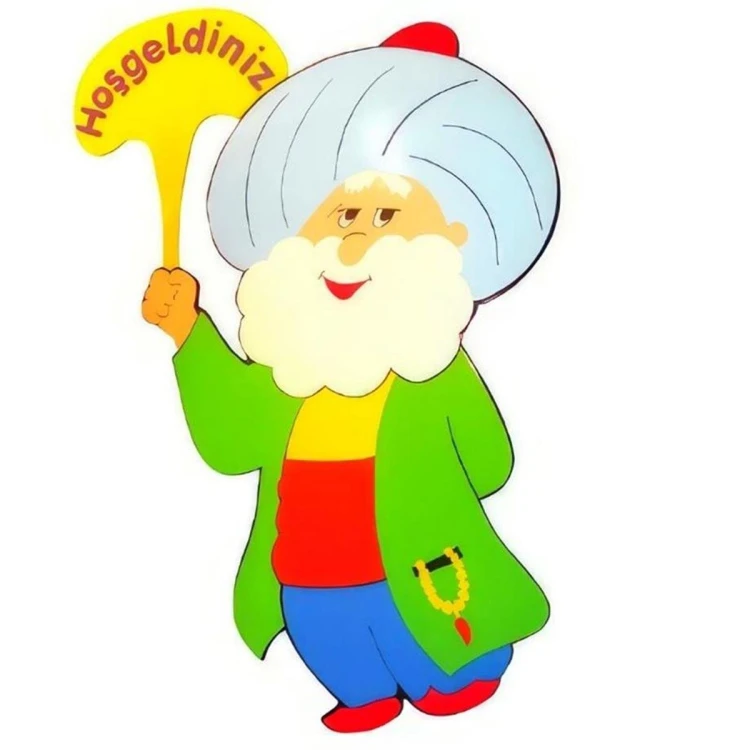 Ahşap Hoş Geldiniz Tabelalı Nasreddin Hoca Figürü 180 cm