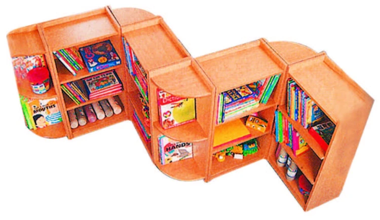 Dört Modüllü Renkli Kitaplık 75x35x105 cm