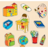 30X30 Ahşap Okul Araçları Puzzle