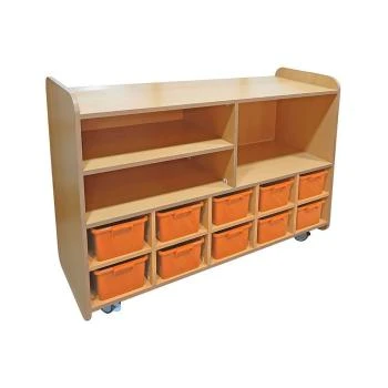 10 Gözlü ve 3 Raflı Portfölyö Dolabı Kayın