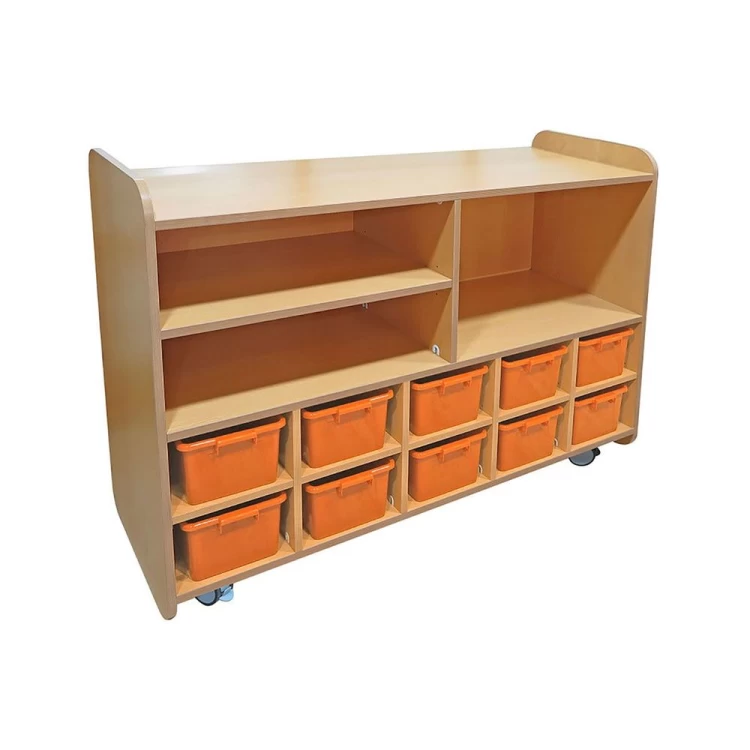 10 Gözlü ve 3 Raflı Portfölyö Dolabı Kayın