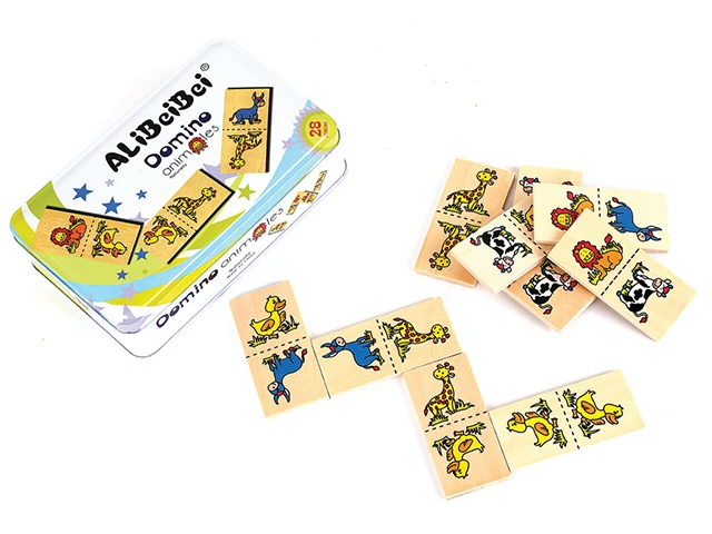 Çiftlik Hayvanları Ahşap Domino Metal Kutulu