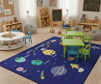 Uzay Desenli Anaokulu Sınıf  Halısı 200*290 cm