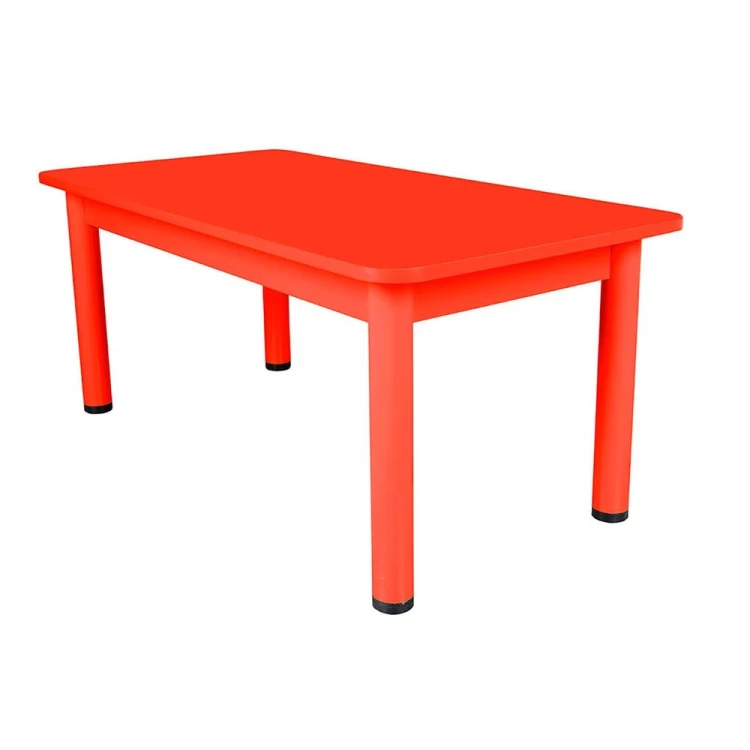 Ahşap Bazalı Dikdörtgen Kırmızı Masa Metal Ayaklı (60x120)