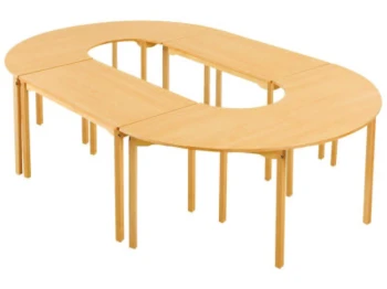 Naturel Ahşap Amfi Masa 4 Parça 300x180x52 cm