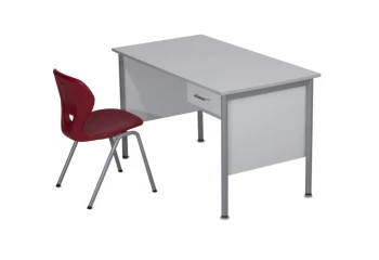 Gri Metal Ayaklı Çekmeceli Öğretmen Masası