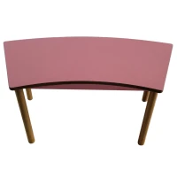 Kavisli Pembe Ahşap Masa 60x120
