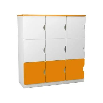 Anaokulu 9 Kapaklı Turuncu Beyaz Öğrenci Dolabı