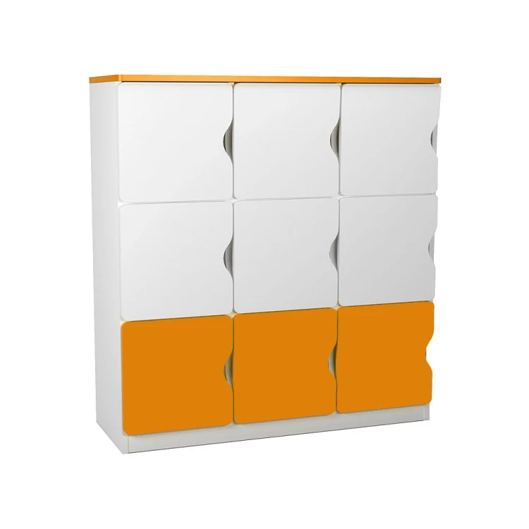 Anaokulu 9 Kapaklı Turuncu Beyaz Öğrenci Dolabı