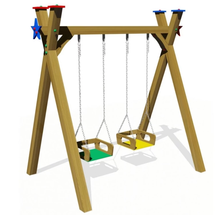 Ahşap Dış Mekan İkili Salıncak