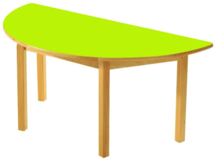 Fıstık Yeşili Ahşap Ayaklı Yarım Daire Masa 120x60x54 cm