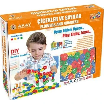 Karton Kutulu Rakamlar ve Çiçekler Yapı Blokları 165 Parça (4-6 Yaş) Lego