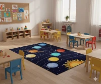 Galaksi Desenli Anaokulu Sınıf  Halısı 200*290 cm
