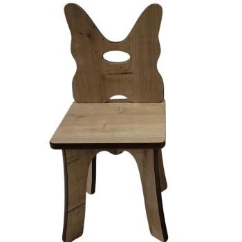 Ahşap Kelebek Figürlü Anaokulu Sandalyesi