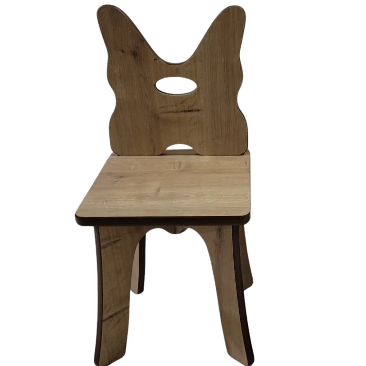 Ahşap Kelebek Figürlü Anaokulu Sandalyesi