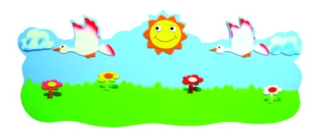 Güneş ve Kuş Figürlü Doğa Temalı Askılık 100x50 cm