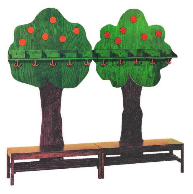 Ağaç Figürlü Banklı Portmanto 150x35x160 cm