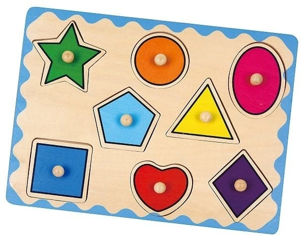 Tutmalı Ahşap Geometrik Şekiller Puzzle 30x30 cm