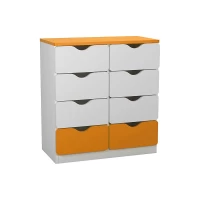 Anaokulu 8 Çekmeceli Turuncu Beyaz Öğrenci Dolabı
