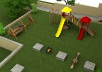 Ahşap Tahterevalli Sarı ve Kırmızı Kaydıraklı